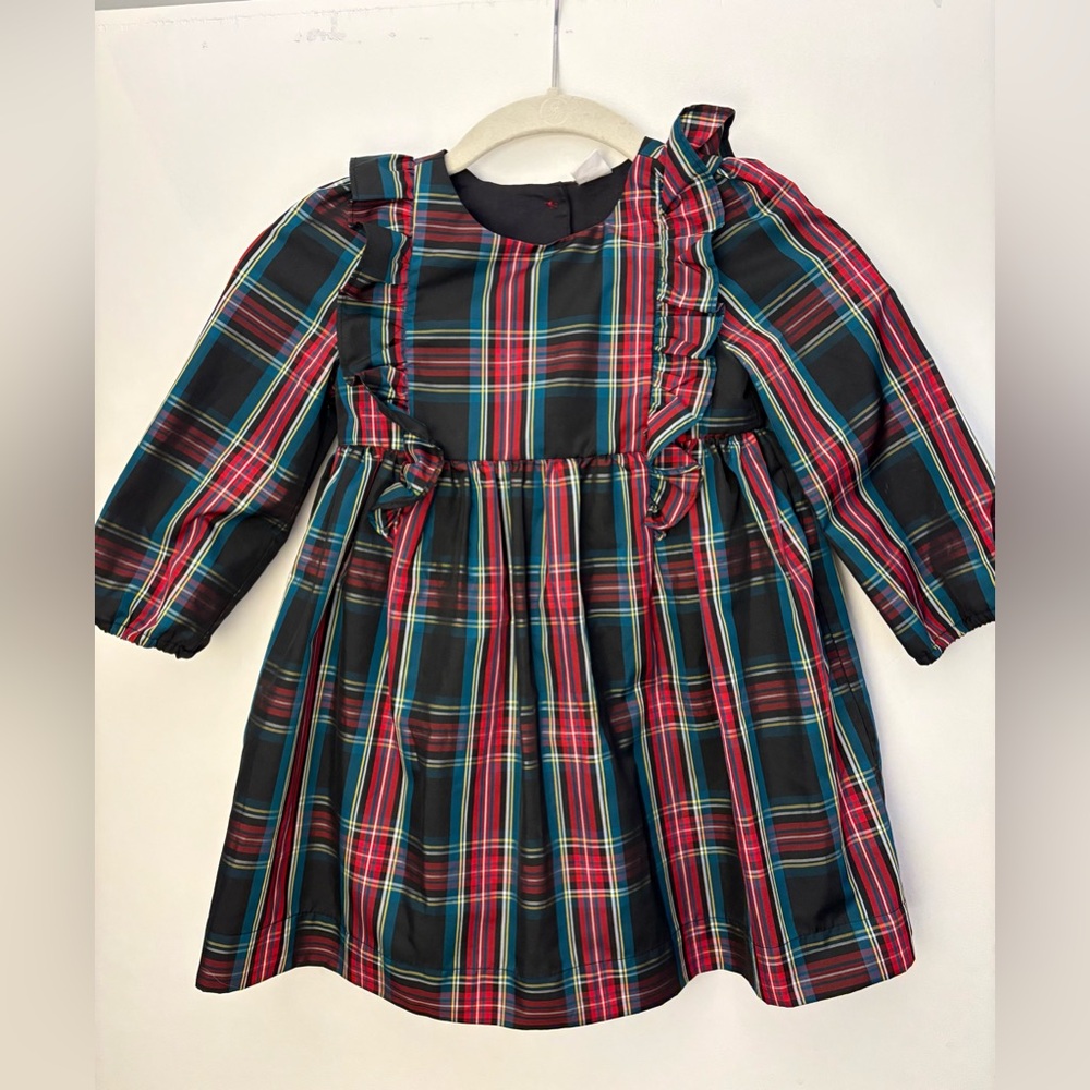 GAP Multicolor Plaid Kids Dress with Ruffles